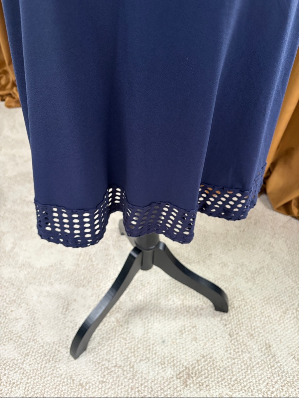 MICHAEL Michael Kors Navy Blue Eyelet-Detail Midi Dress - Picture 7 of 7